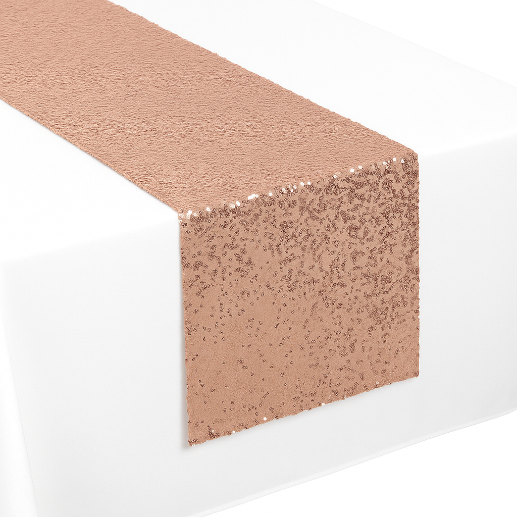 Rose Gold Sequin Table Runner, 13x72 inches