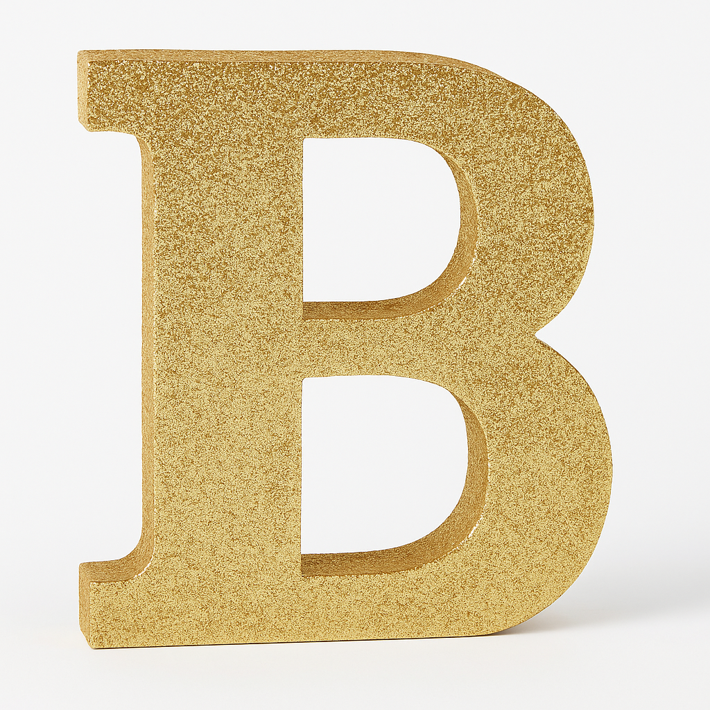 Glitter Gold "Q" Standing Block Letter Sign - 4-inch Decorative Centerpiece