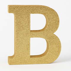 Glitter Gold "Q" Standing Block Letter Sign - 4-inch Decorative Centerpiece