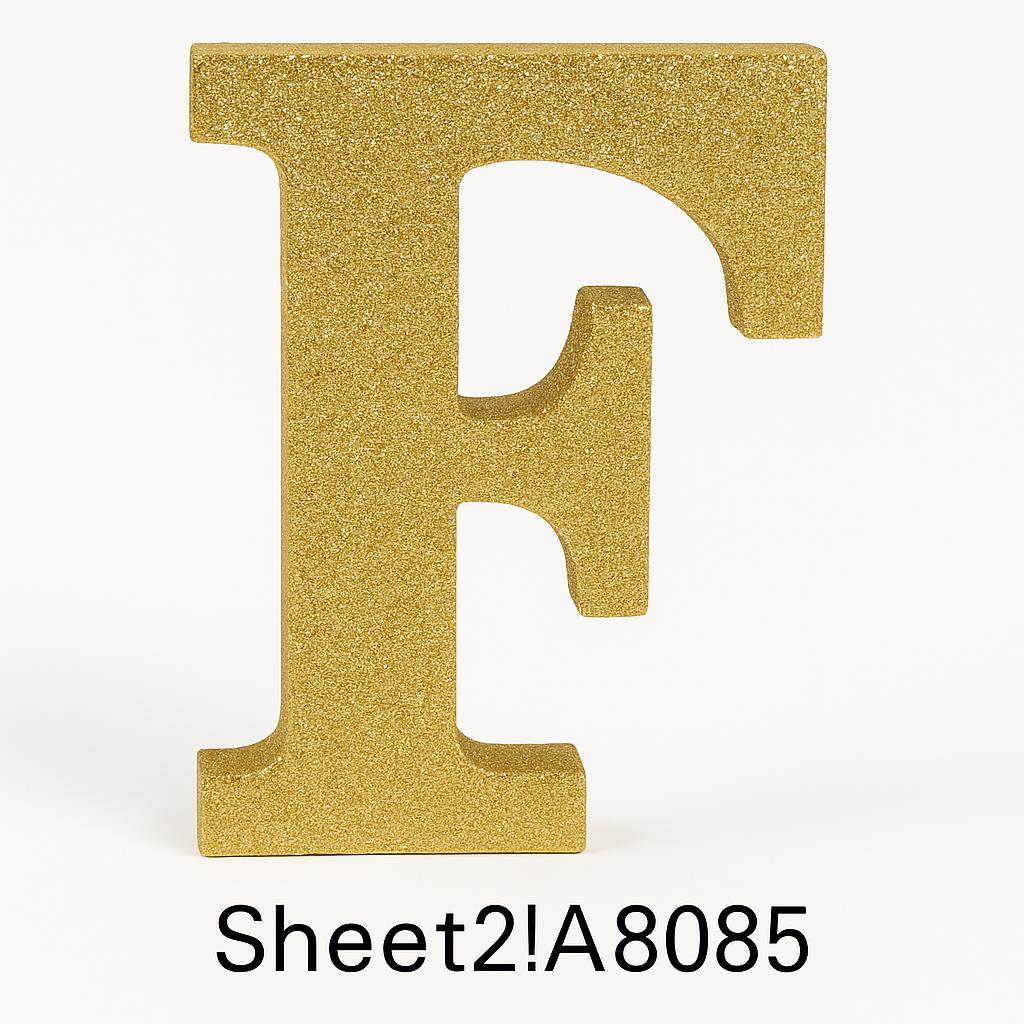 Glitter Gold Letter F Decoration Sign - 4 Inch