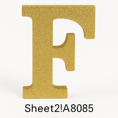 Glitter Gold Letter F Decoration Sign - 4 Inch