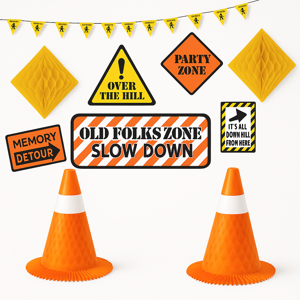 Over the Hill Construction Birthday Decorating Kit