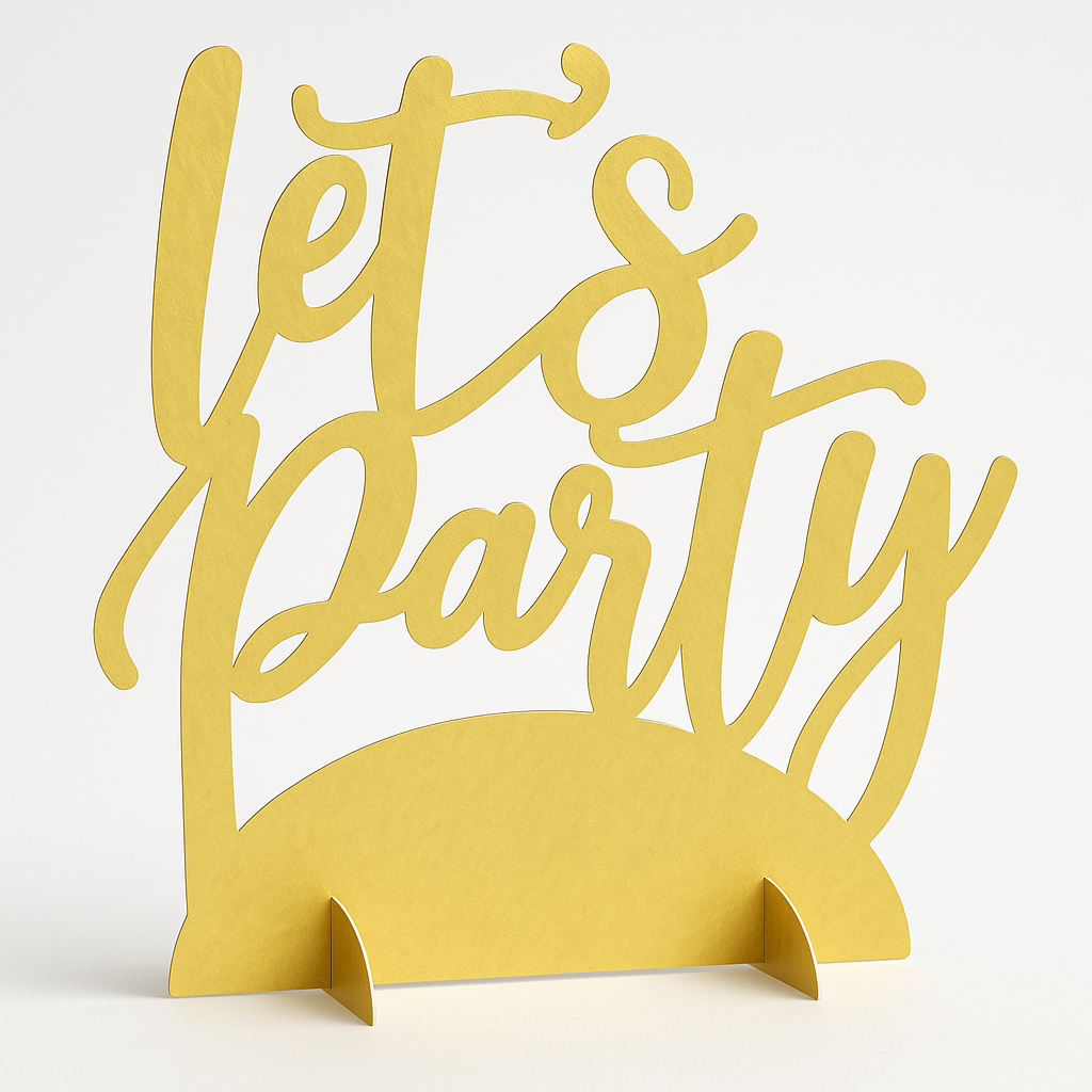 Gold Motif "Let's Party" Centerpiece Board