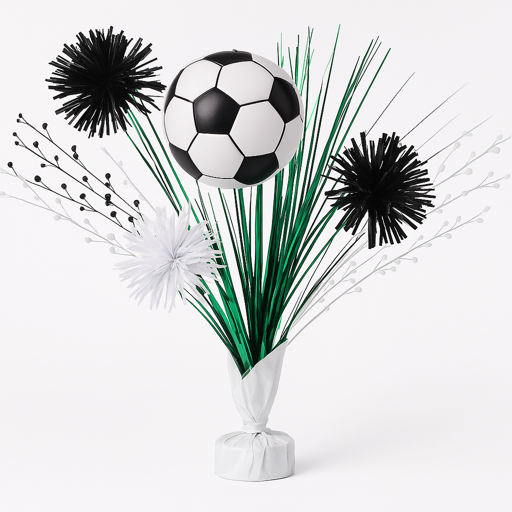 Soccer Cascade Centerpiece with Spray Decoration, 18-Inch