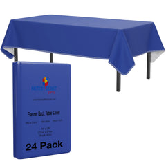 Dark Blue Flannel Backed Plastic Table Cover 54 In. x 108 In. | Case of 24