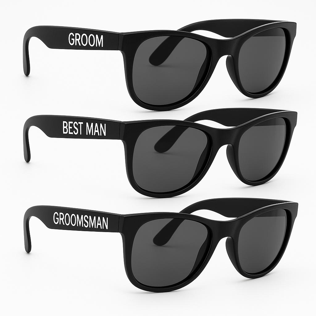 Groom & Crew Party Sunglasses Set, Black, 6-Pack