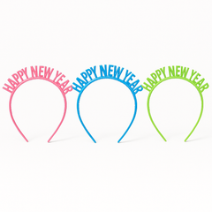 Colorful Happy New Year Electroplated Headbands, 6-Pack