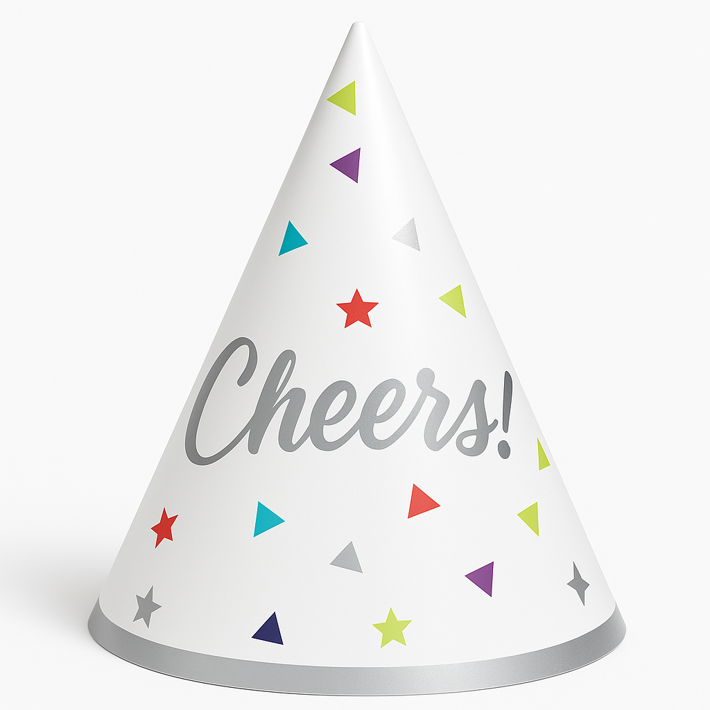 Mini "Here's to Your Birthday" Party Cone Hats, 12-Pack