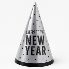 "Cheers To The New Year" Silver Party Cone Hat