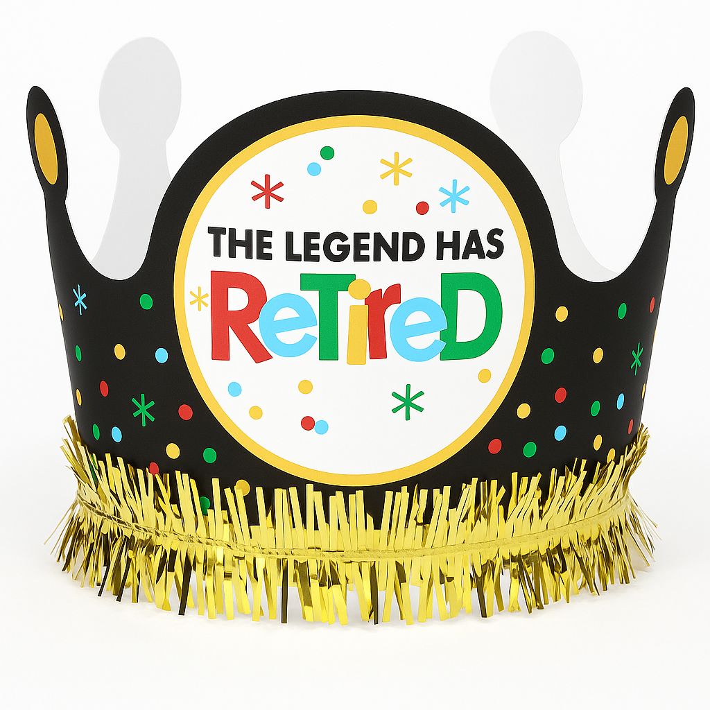 Happy Retirement "The Legend Has Retired" Celebration Crown