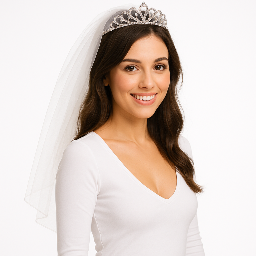 Bridal Tiara with Veil - Elegant Wedding Accessory