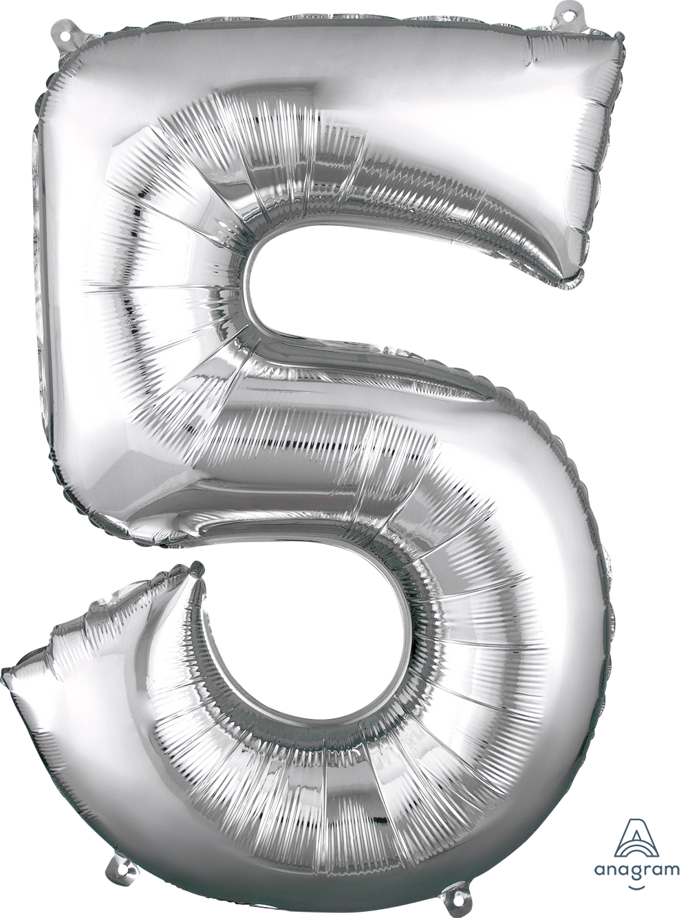 Silver Number 5 SuperShape Foil Balloon
