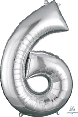 Silver Number 6 Foil SuperShape Balloon