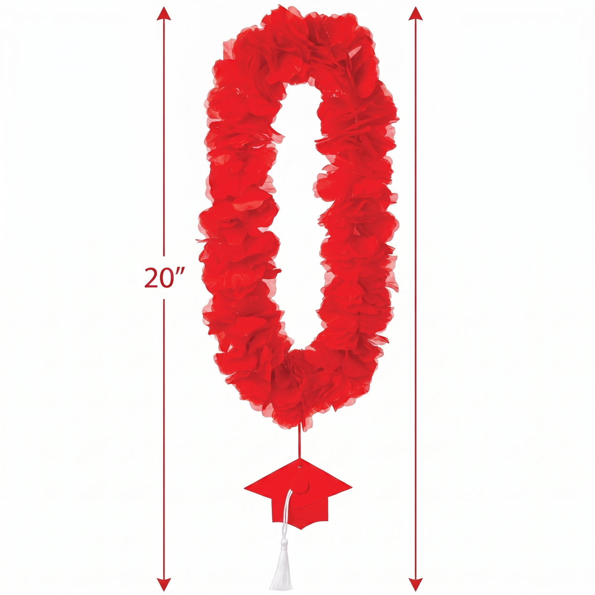 Red Graduation Lei Necklace with Cap Charm
