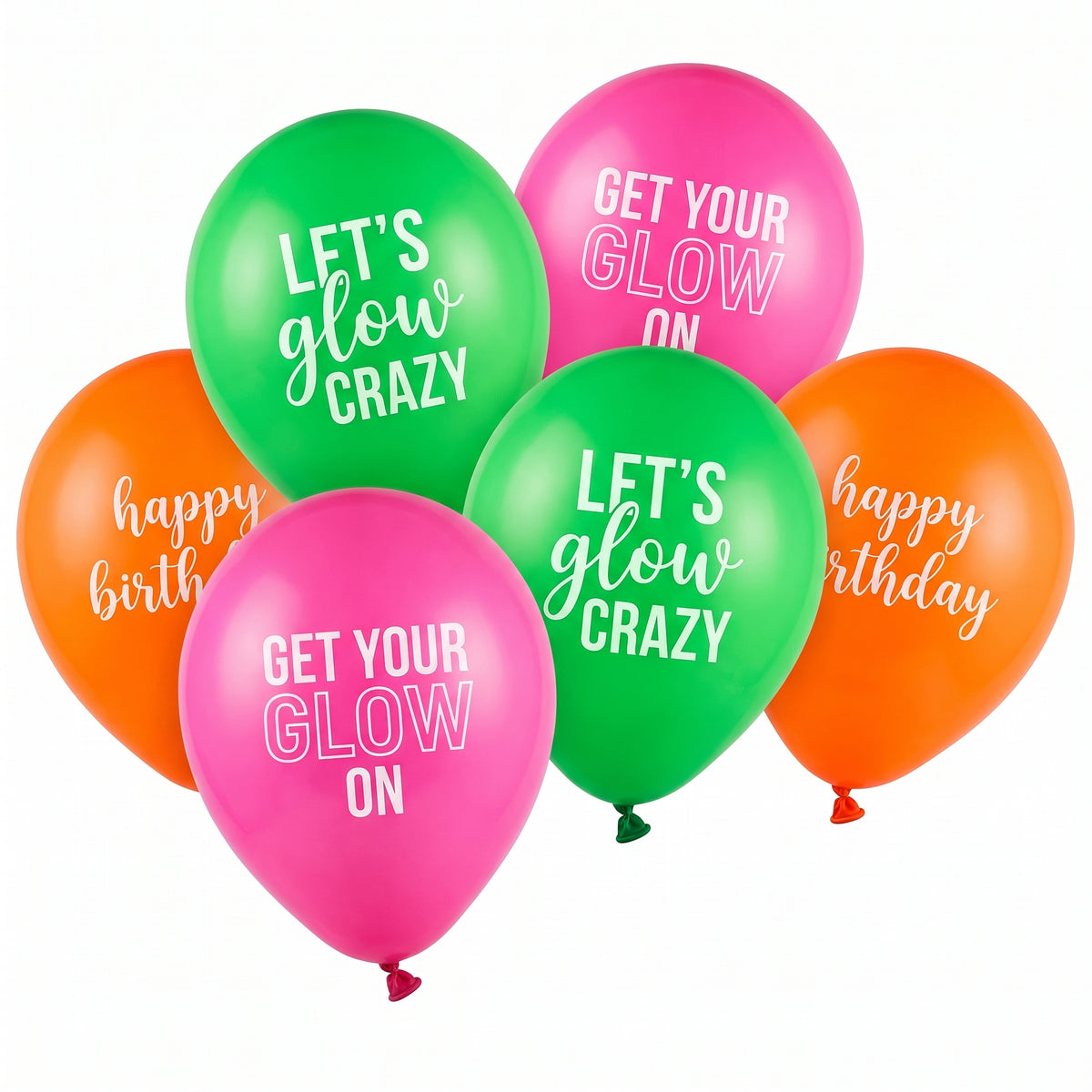 Neon Glow Party Balloons, 6-Pack
