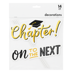 Gold Grad Deluxe Paper Fan Decorating Kit - "On to the Next Chapter"