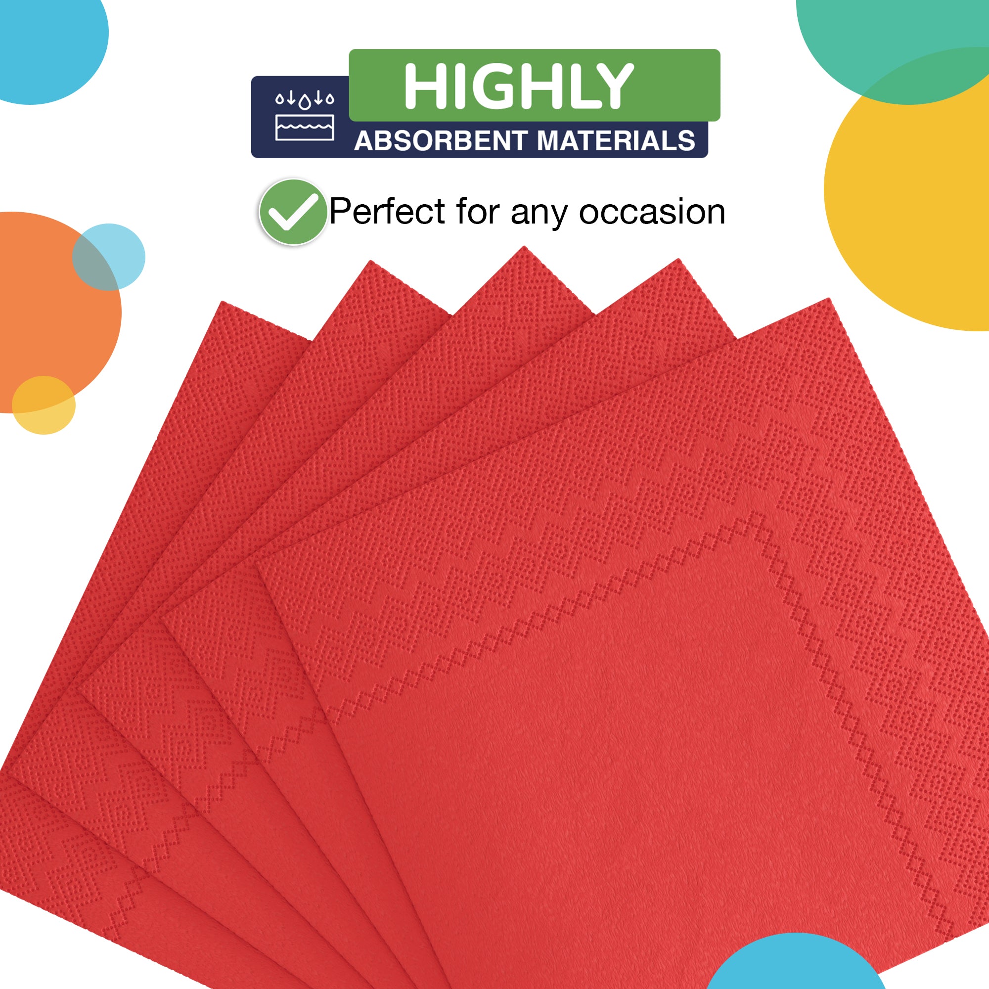 Red Beverage Napkins - 4.75 in. x 4.75 in. | 100 Count