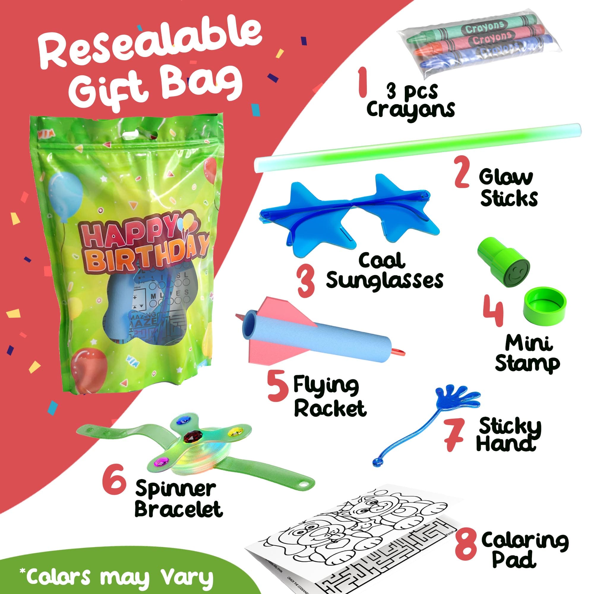 8 Piece Premium Goody Bag With toys