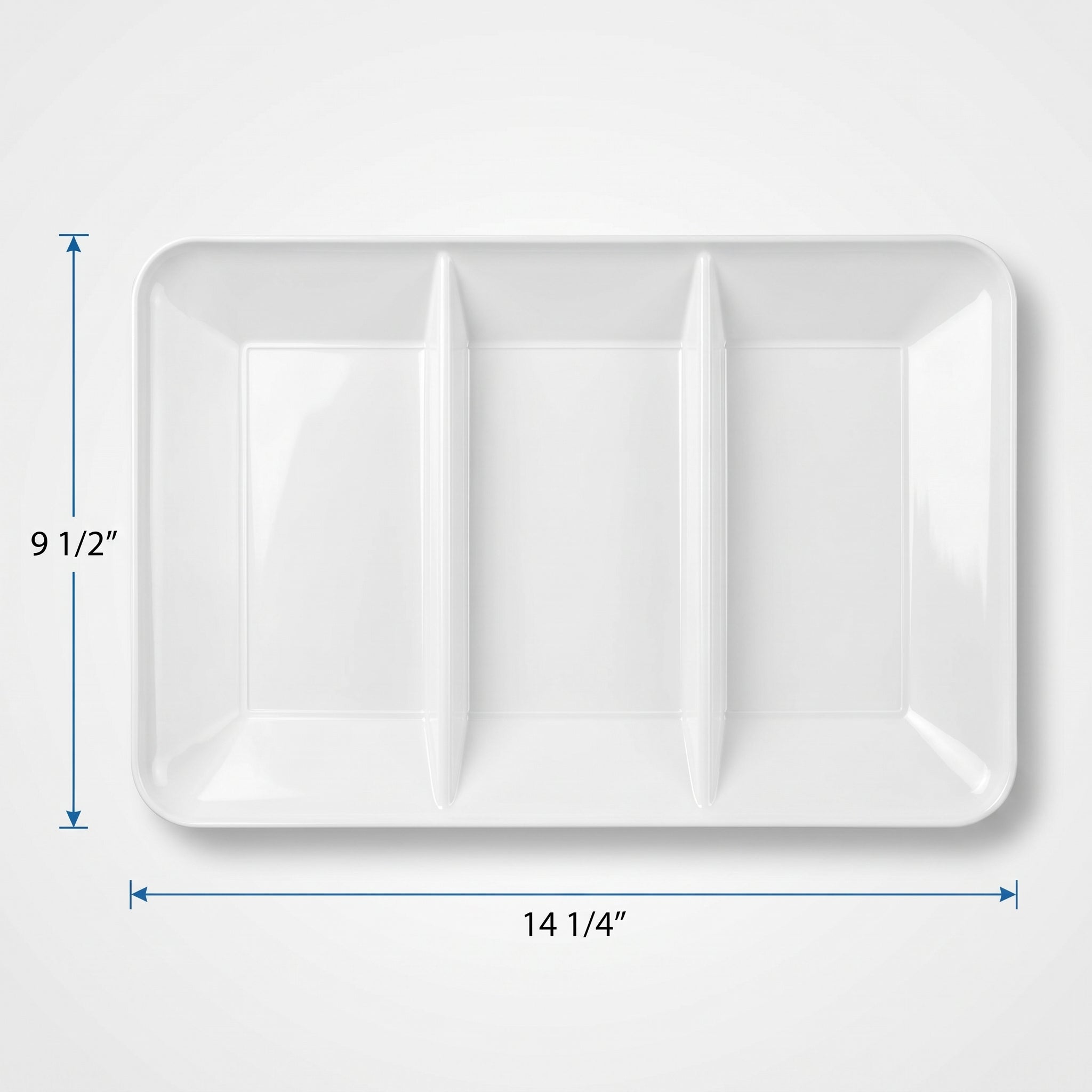 White Rectangular Sectional Serving Platter - 9.5" x 14.25"