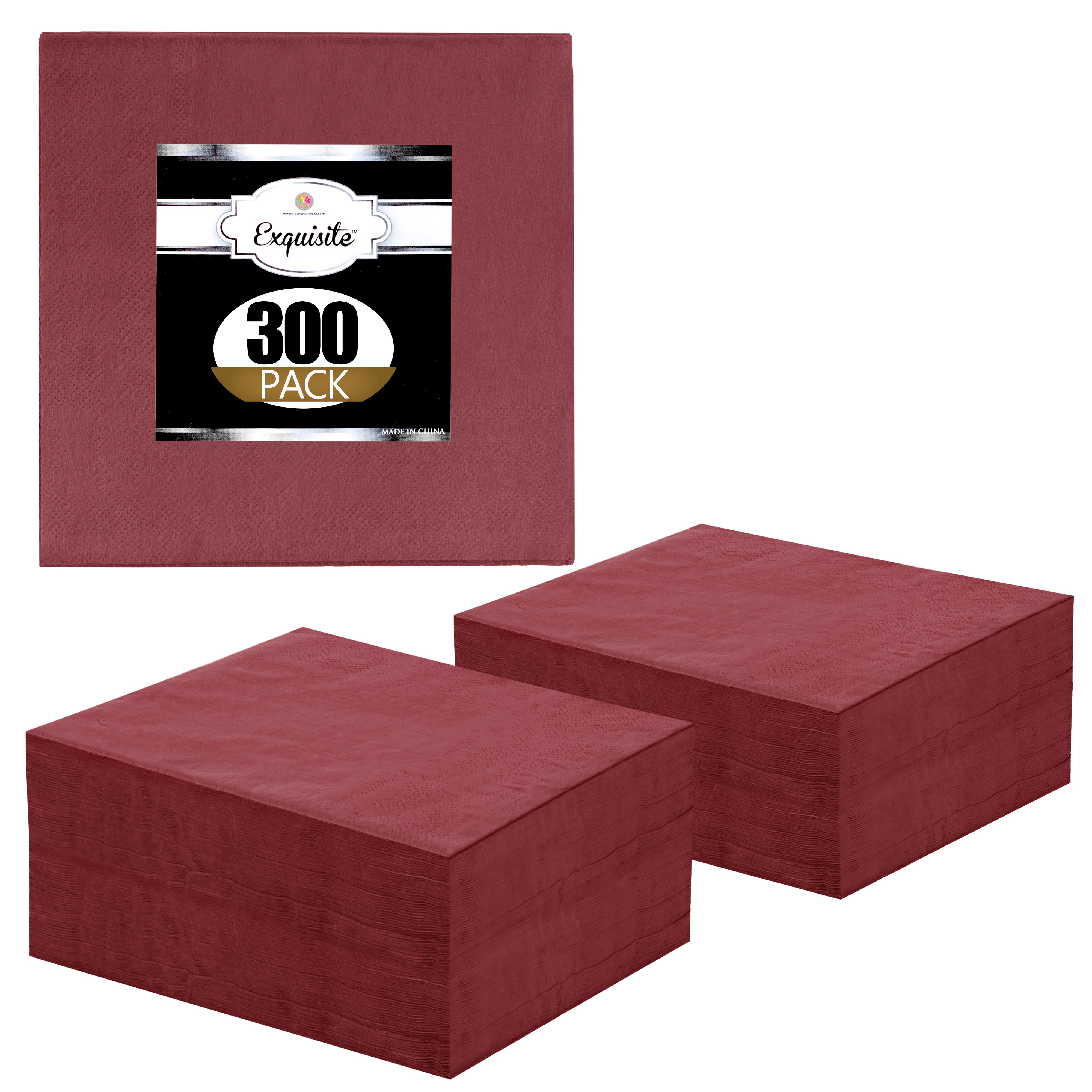 Burgundy Beverage Napkins | 100 Count