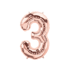 16 In. Rose Gold Number 3 Balloon
