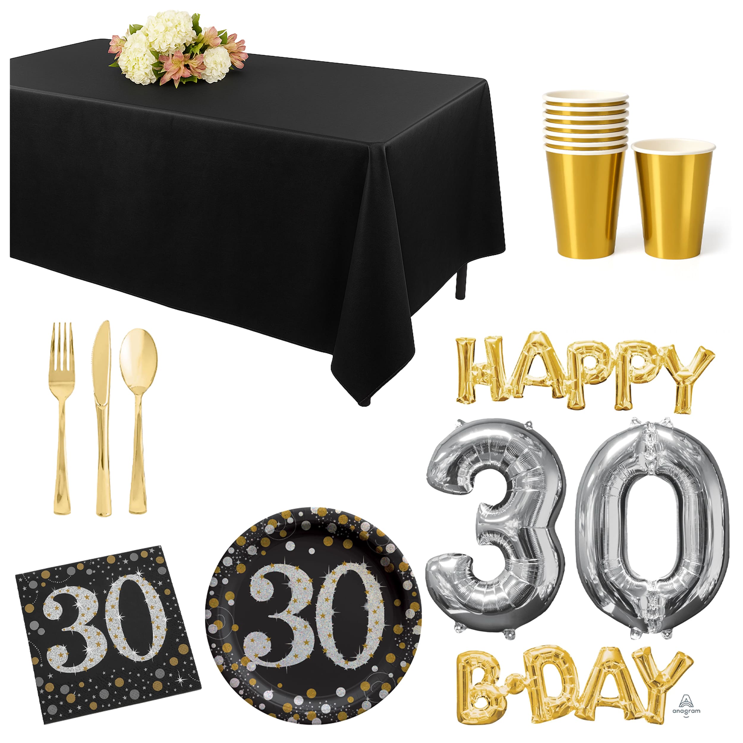 66 Pcs 30th Birthday Party Base Kit - For 8 Guests