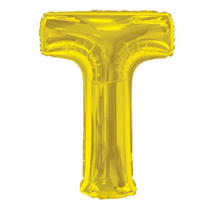 34 In. Gold Letter T Balloon