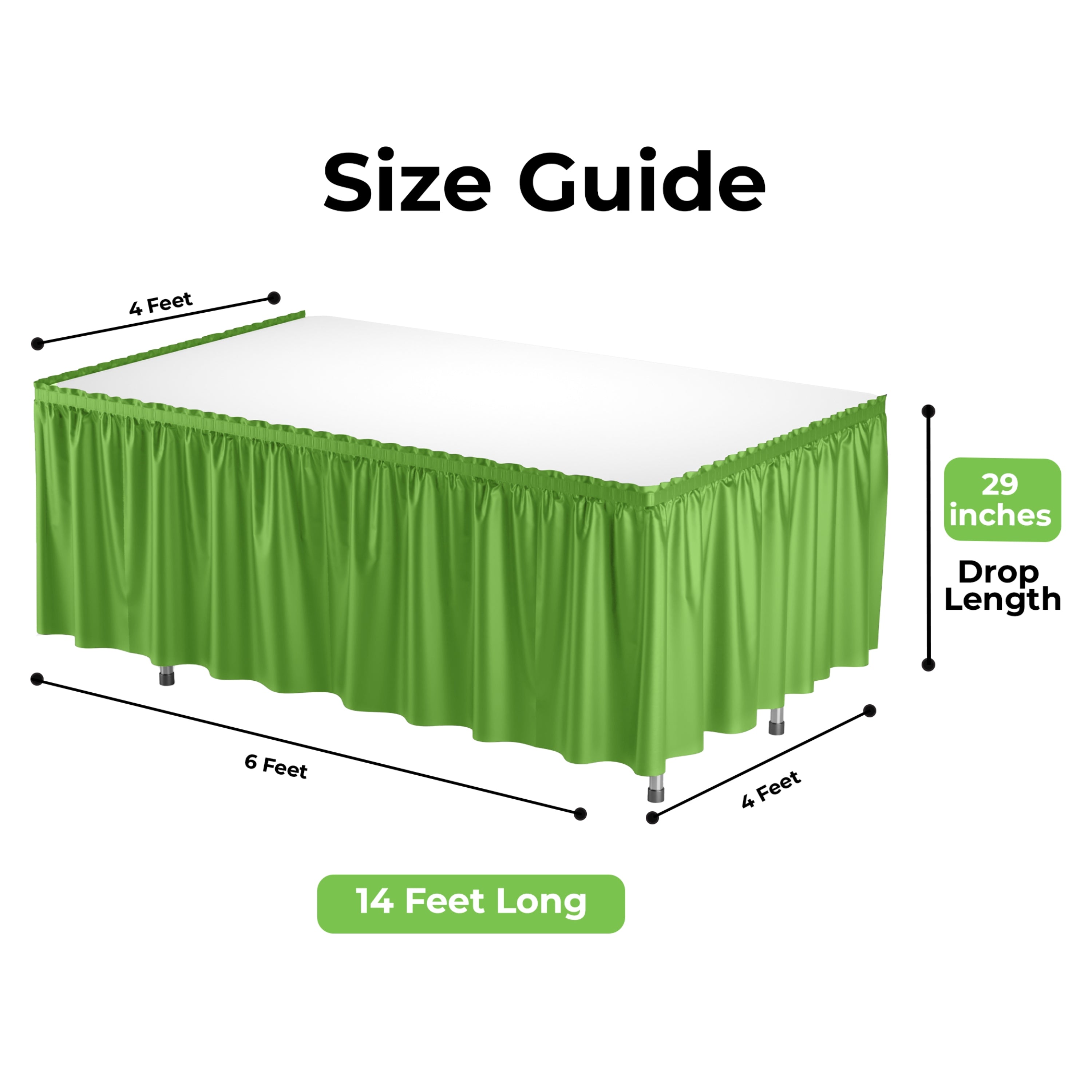 Lime Green Plastic Table Skirt - 126 x 54"