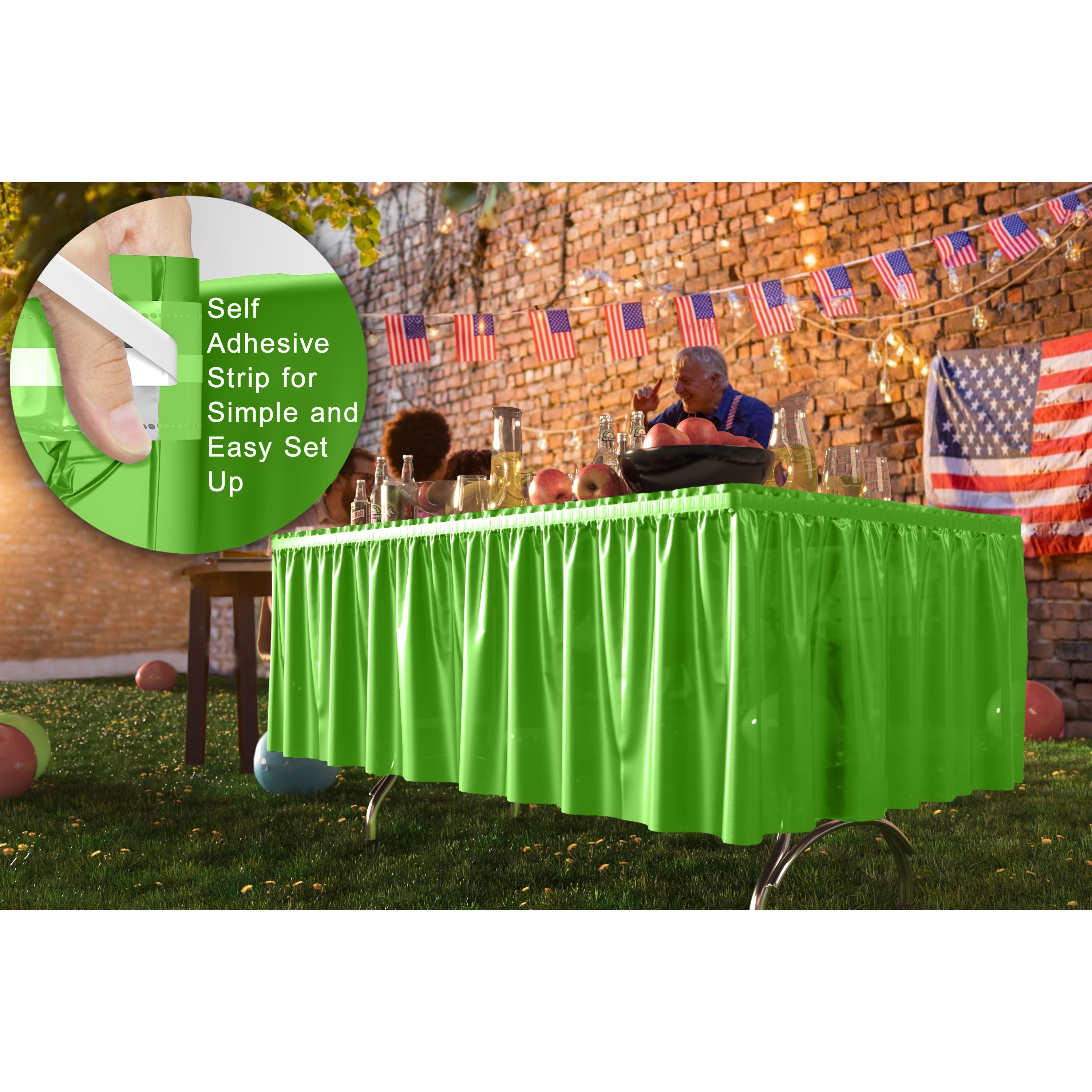 Lime Green Plastic Table Skirt - 126 x 54"