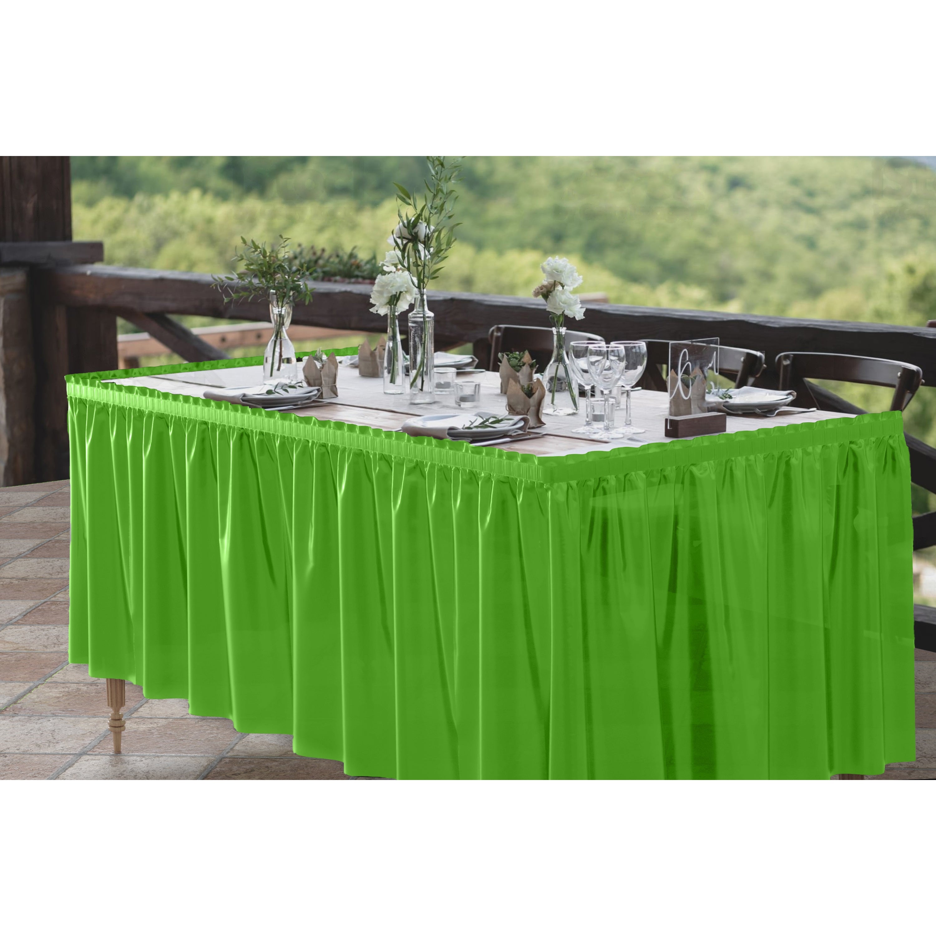 Lime Green Plastic Table Skirt - 126 x 54"