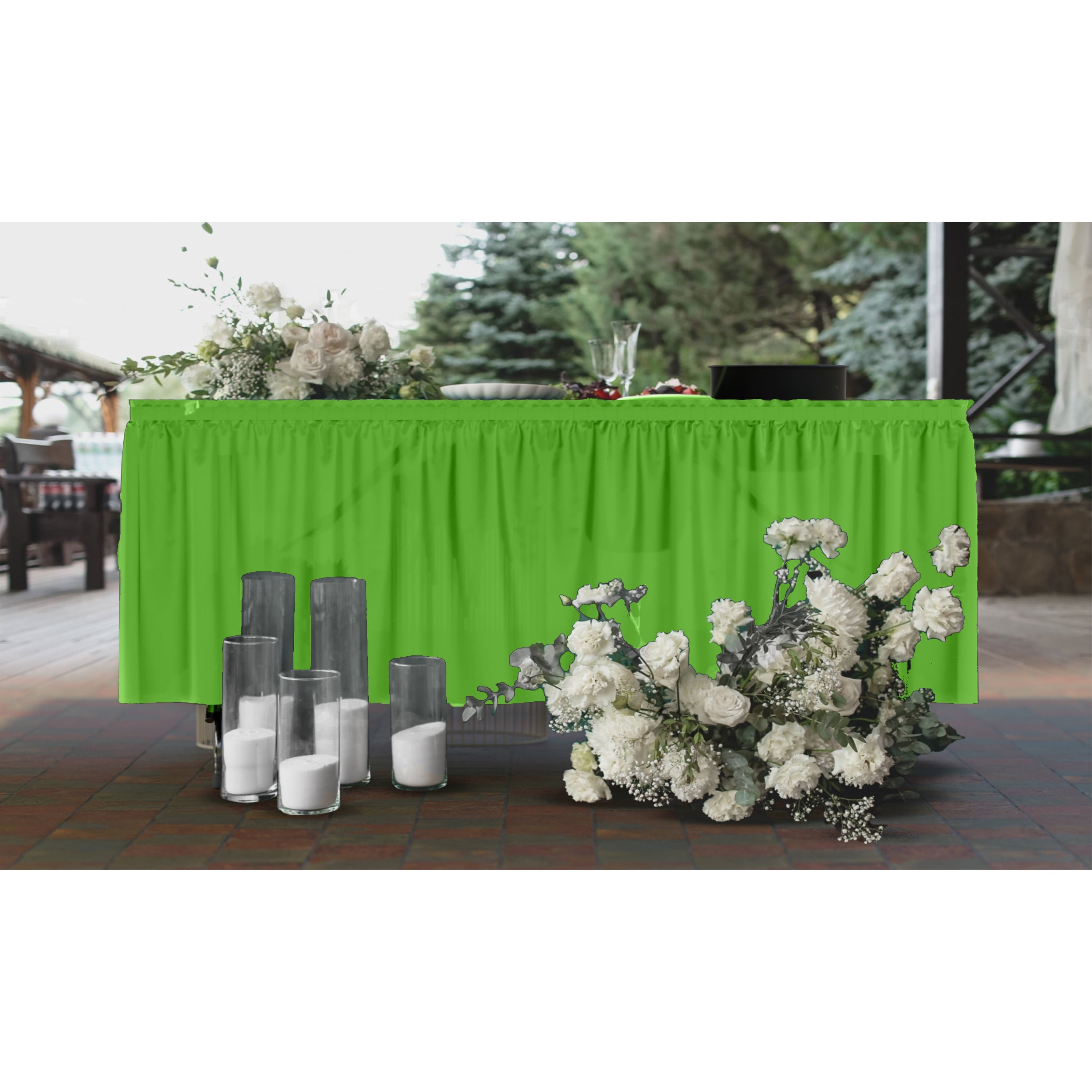 Lime Green Plastic Table Skirt - 126 x 54"