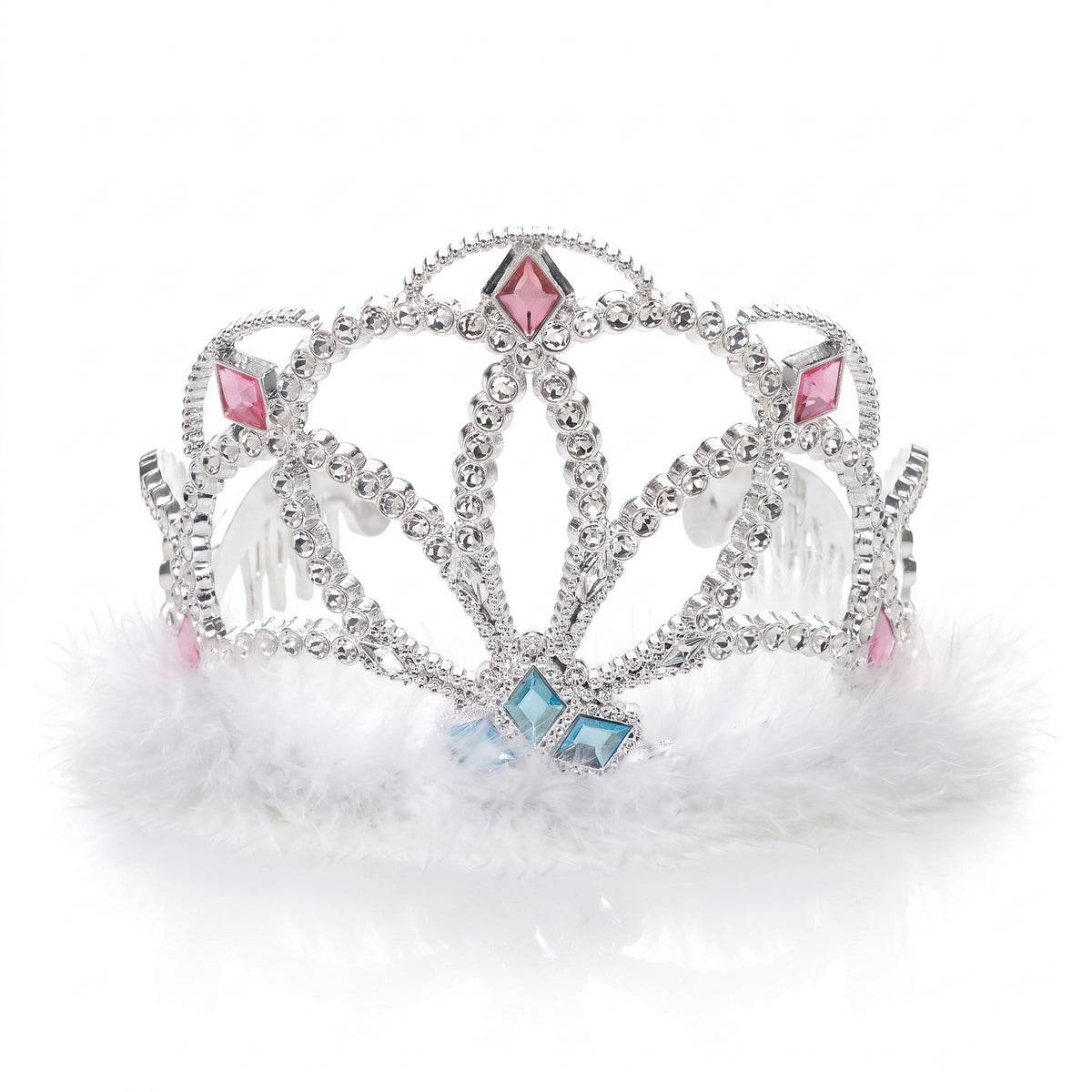 Sparkling Diamond Electronic Tiara with Marabou