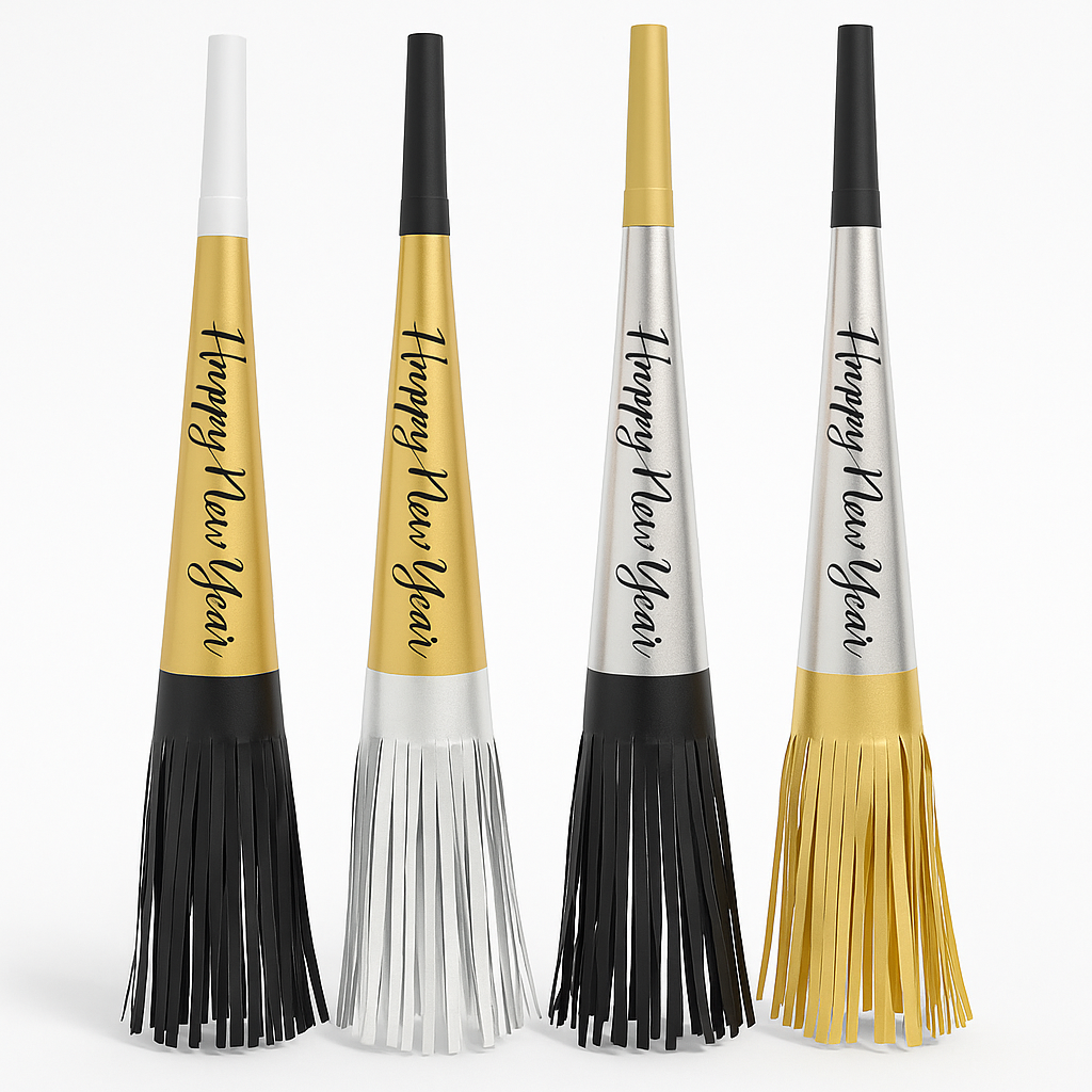 Metallic Fringe New Year's Eve Horns - 8 Pack