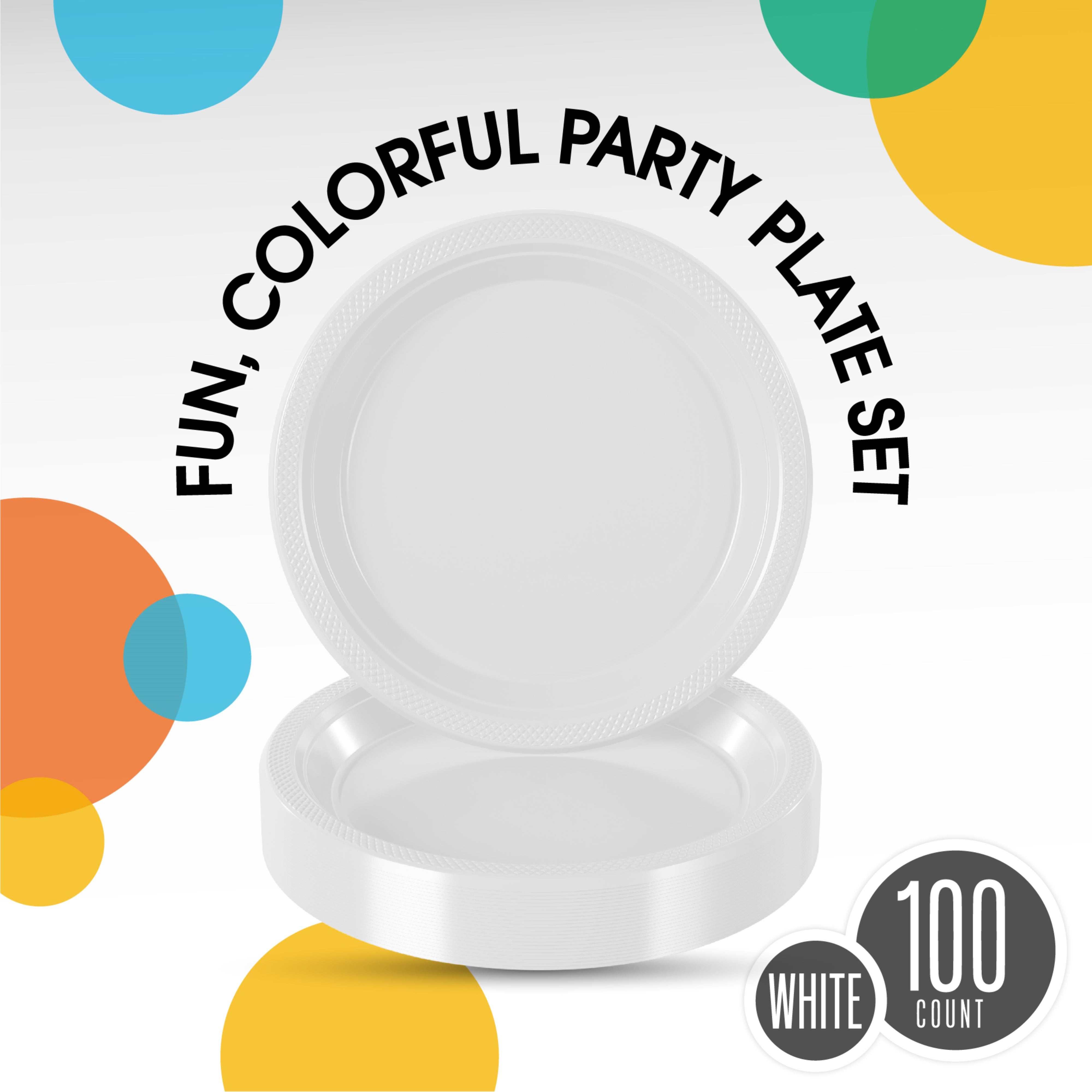 10 In. White Plastic Plates | 100 Count