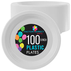 9 In. White Plastic Plates | 100 Count