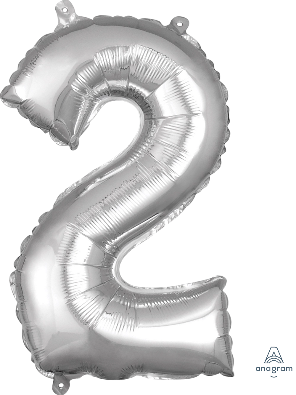 Silver Number 2 Foil Air-Filled Balloon