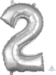 Silver Number 2 Foil Air-Filled Balloon