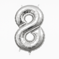Silver Foil Air-Filled Number 8 Balloon