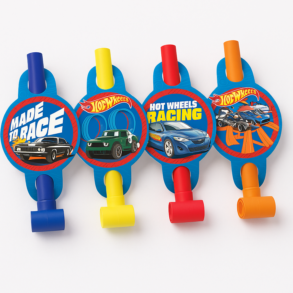 Hot Wheels Blowout Noisemakers - 8 Pack Party Favors