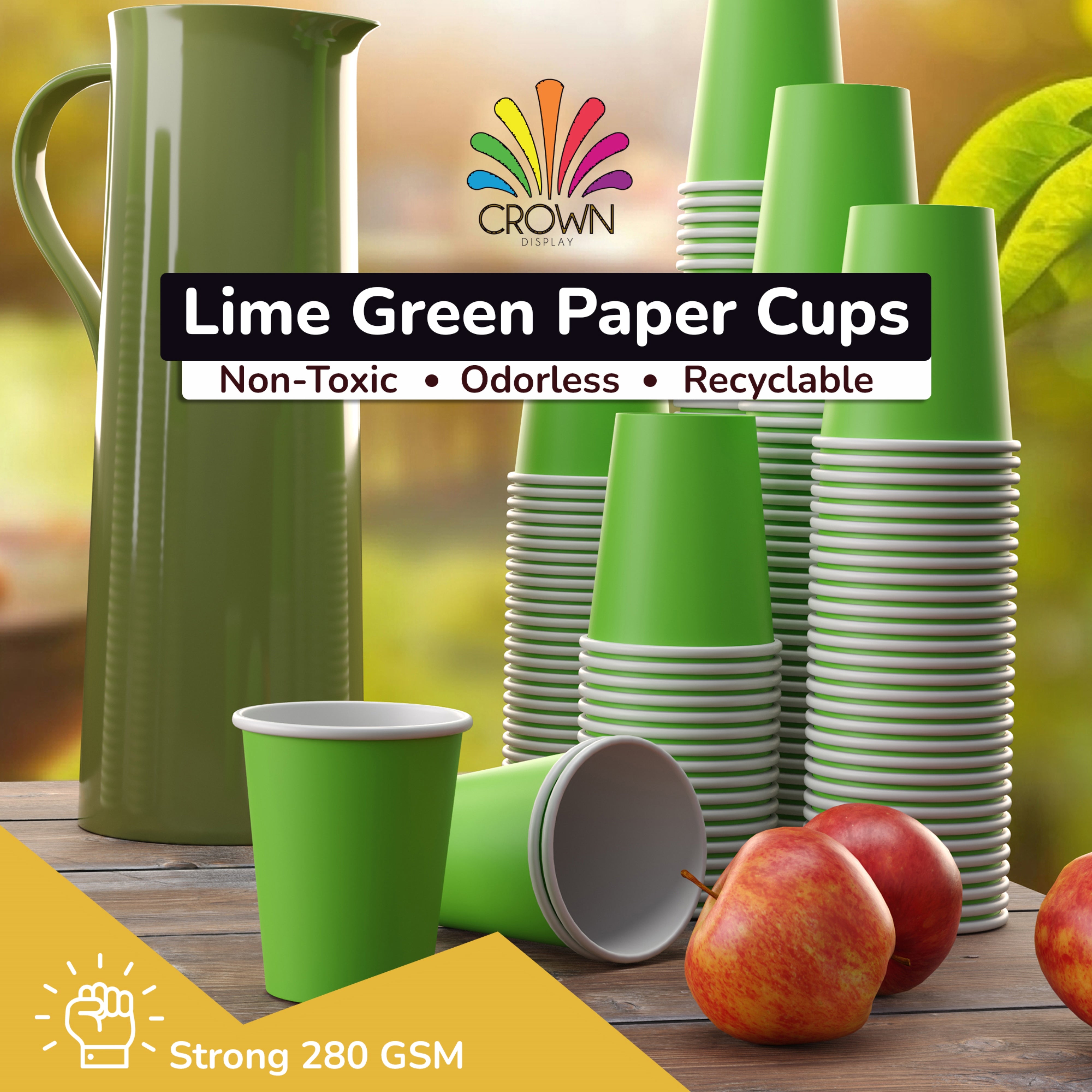 9 Oz. Lime Green Paper Cups | 50 Count