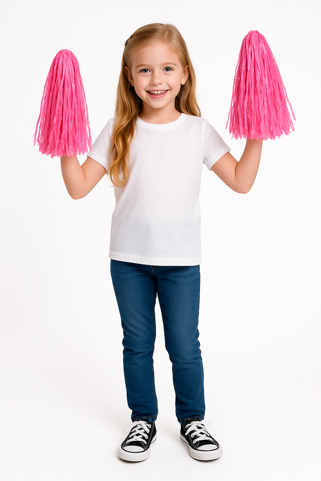 Bright Pink Team Spirit Pom-Poms - 2 Pack