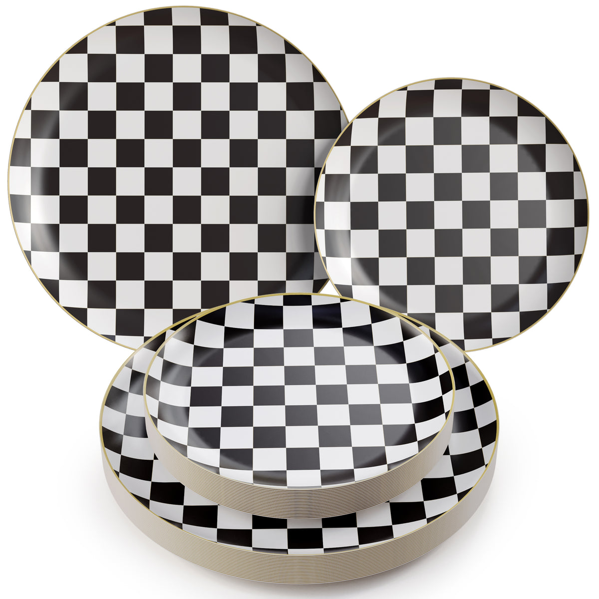 Earthtrends Checkered Design Plates Combo Set 20/20.