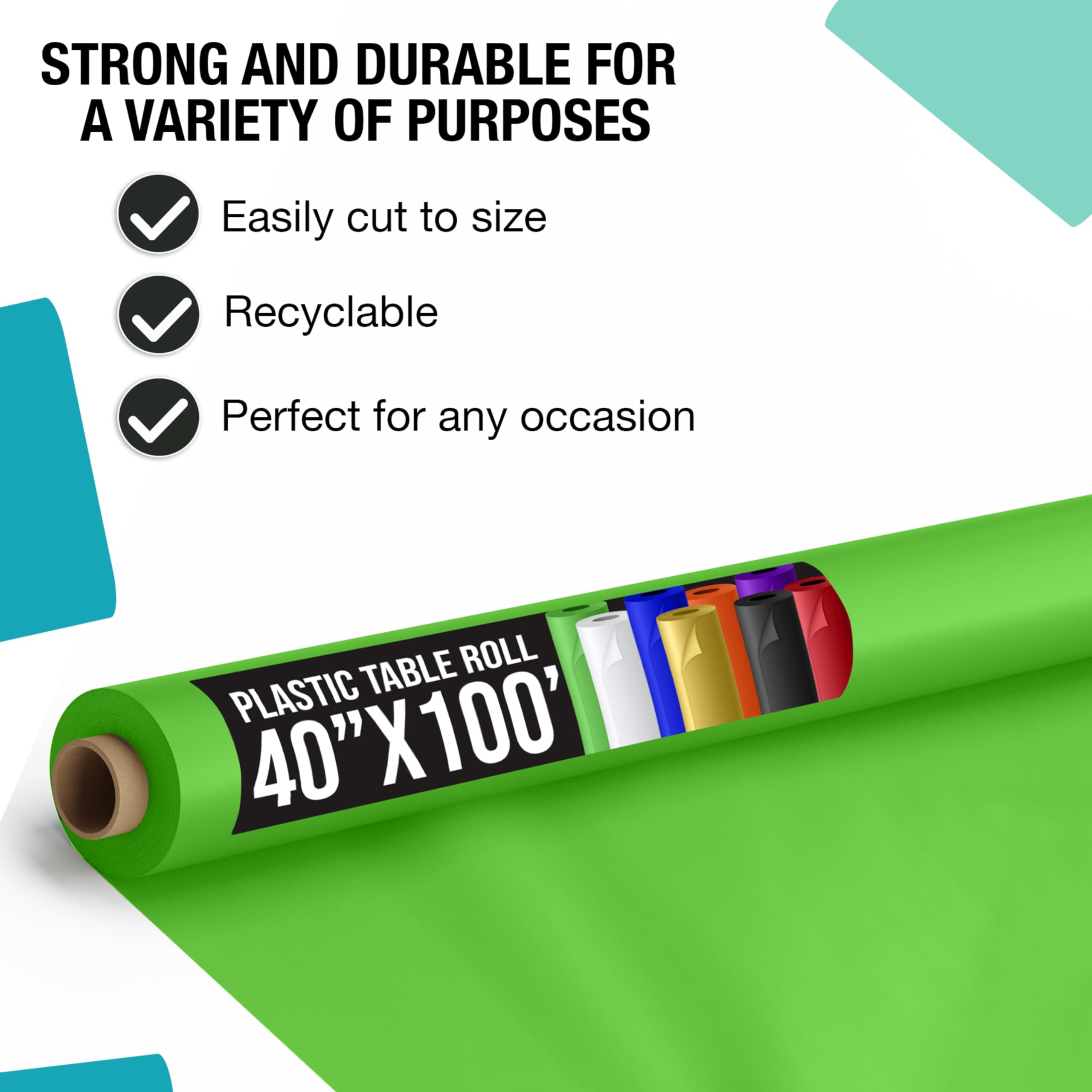 PMA - 40 In. X 100 Ft. Lime Green Table Roll