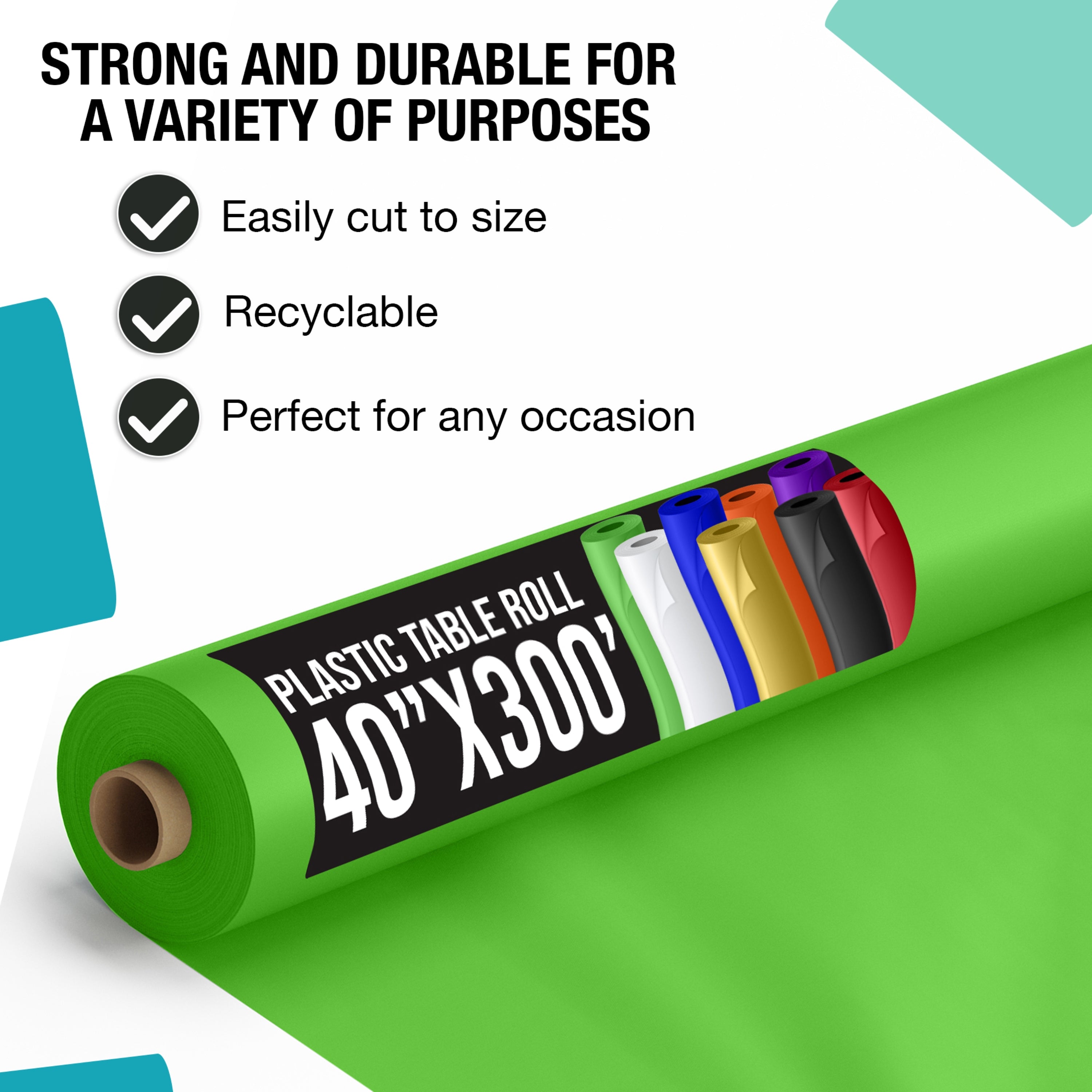 PMA - 40 In. X 300 Ft. Premium Lime Green Table Roll