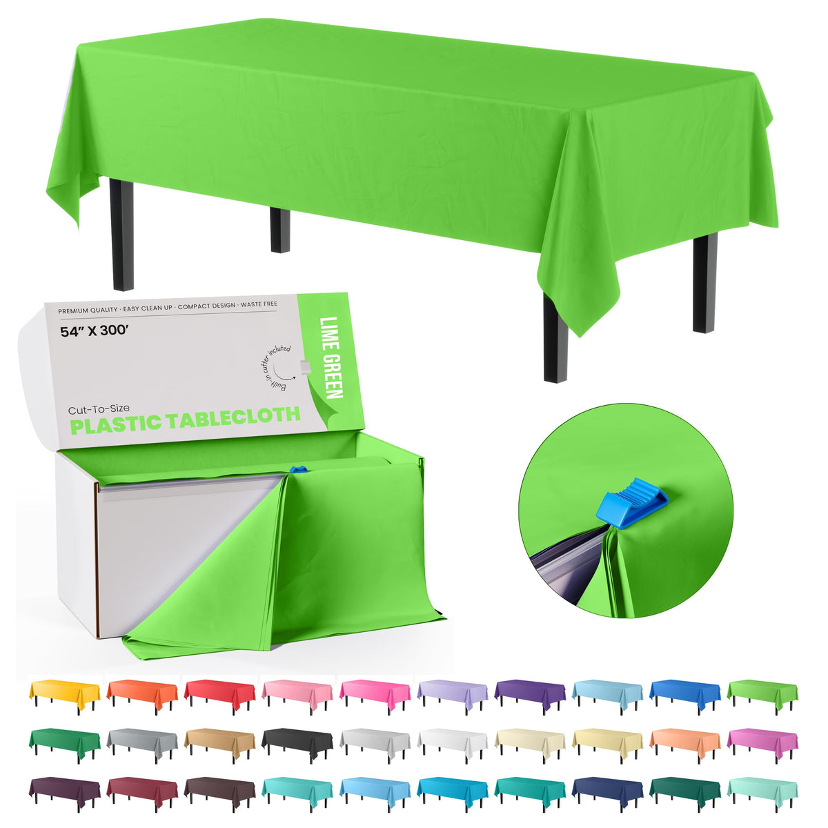 PMA - 54" X 300' Select A Size Table Cover - Lime Green