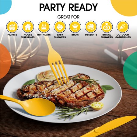 PMA - Heavy Duty Yellow Plastic Forks - 50 Ct.