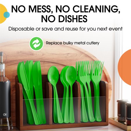 PMA - Heavy Duty Lime Green Plastic Forks - 50 Ct.