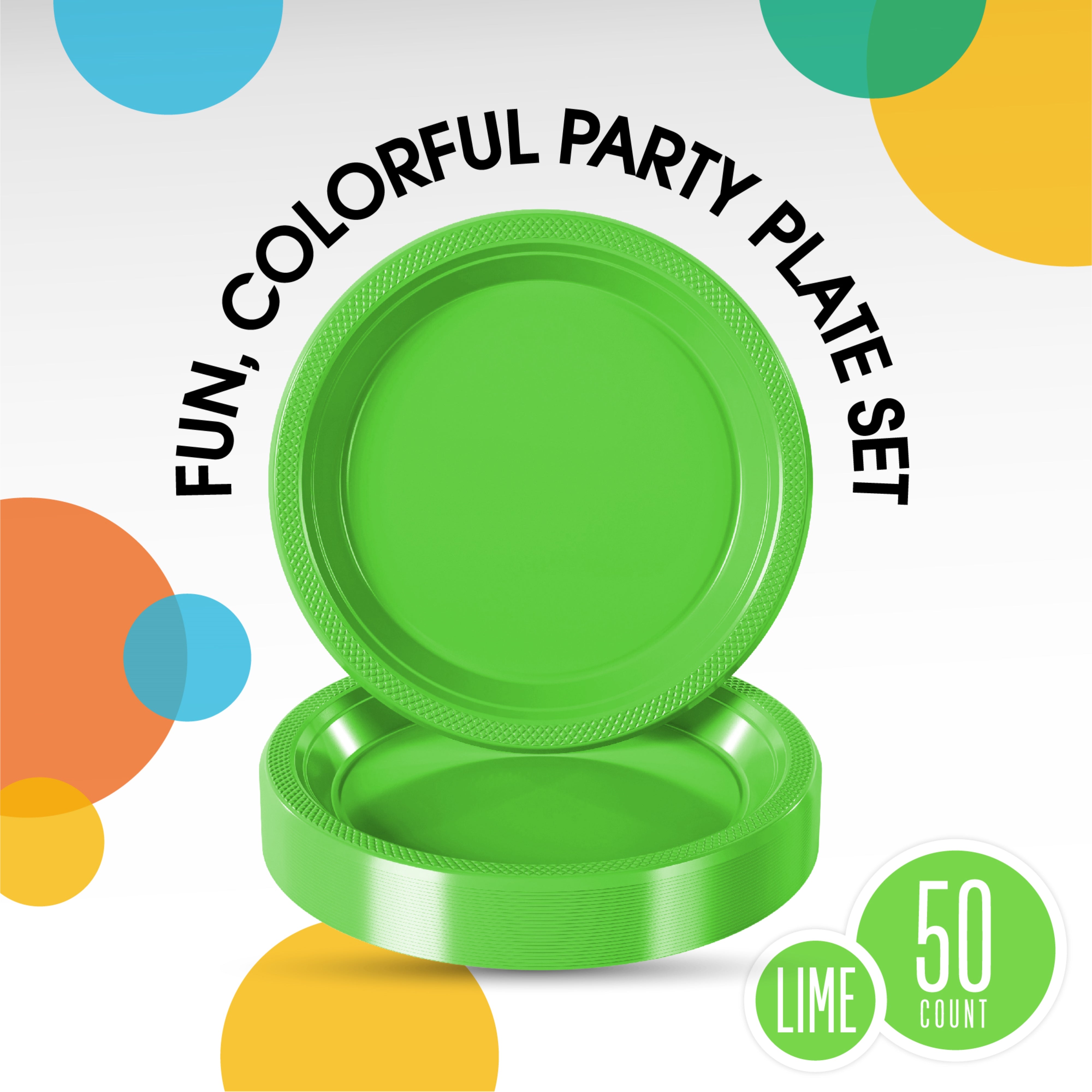 PMA - 7 In. Lime Green Plastic Plates - 50 Ct.