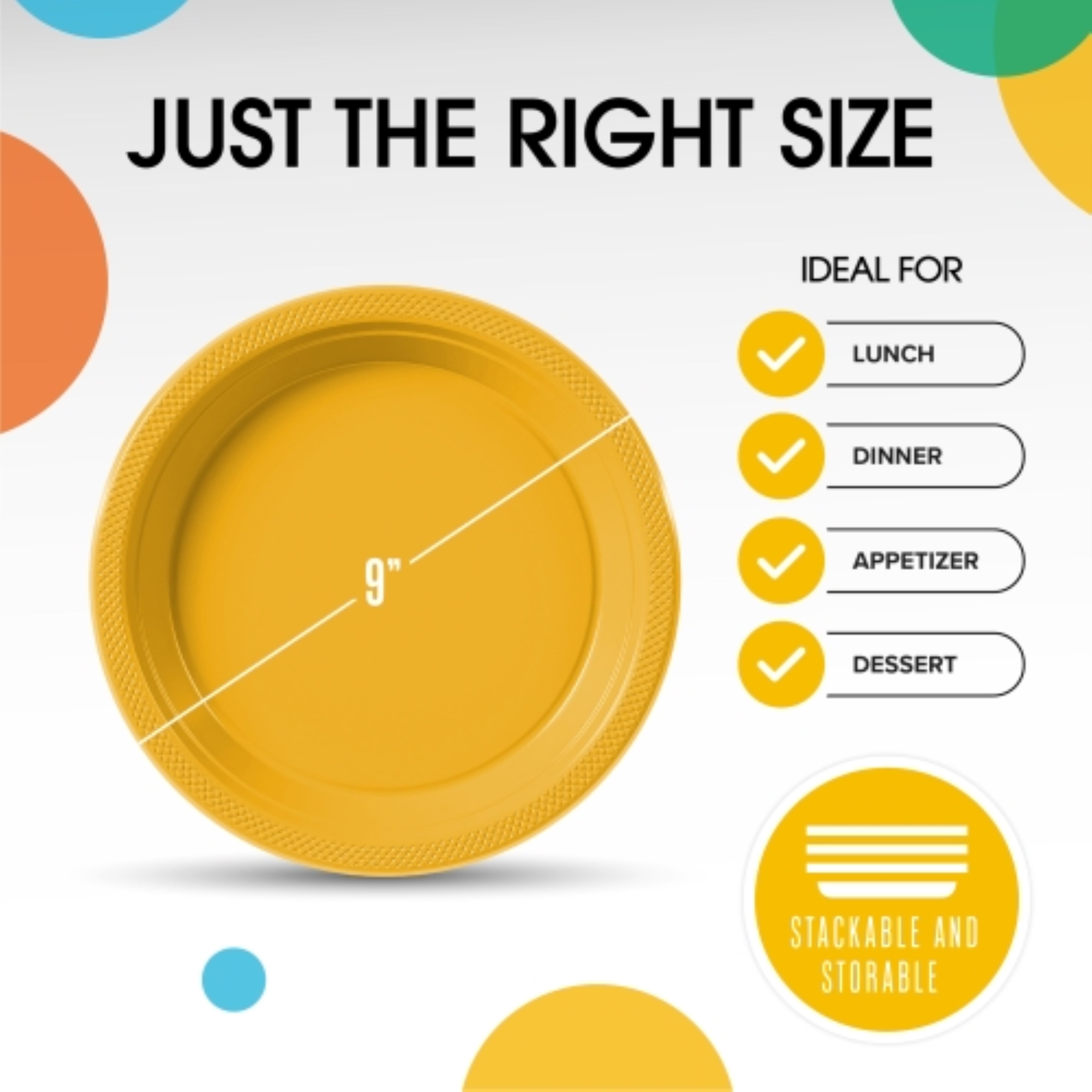 PMA - 9 In. Yellow Plastic Plates - 50 Ct.