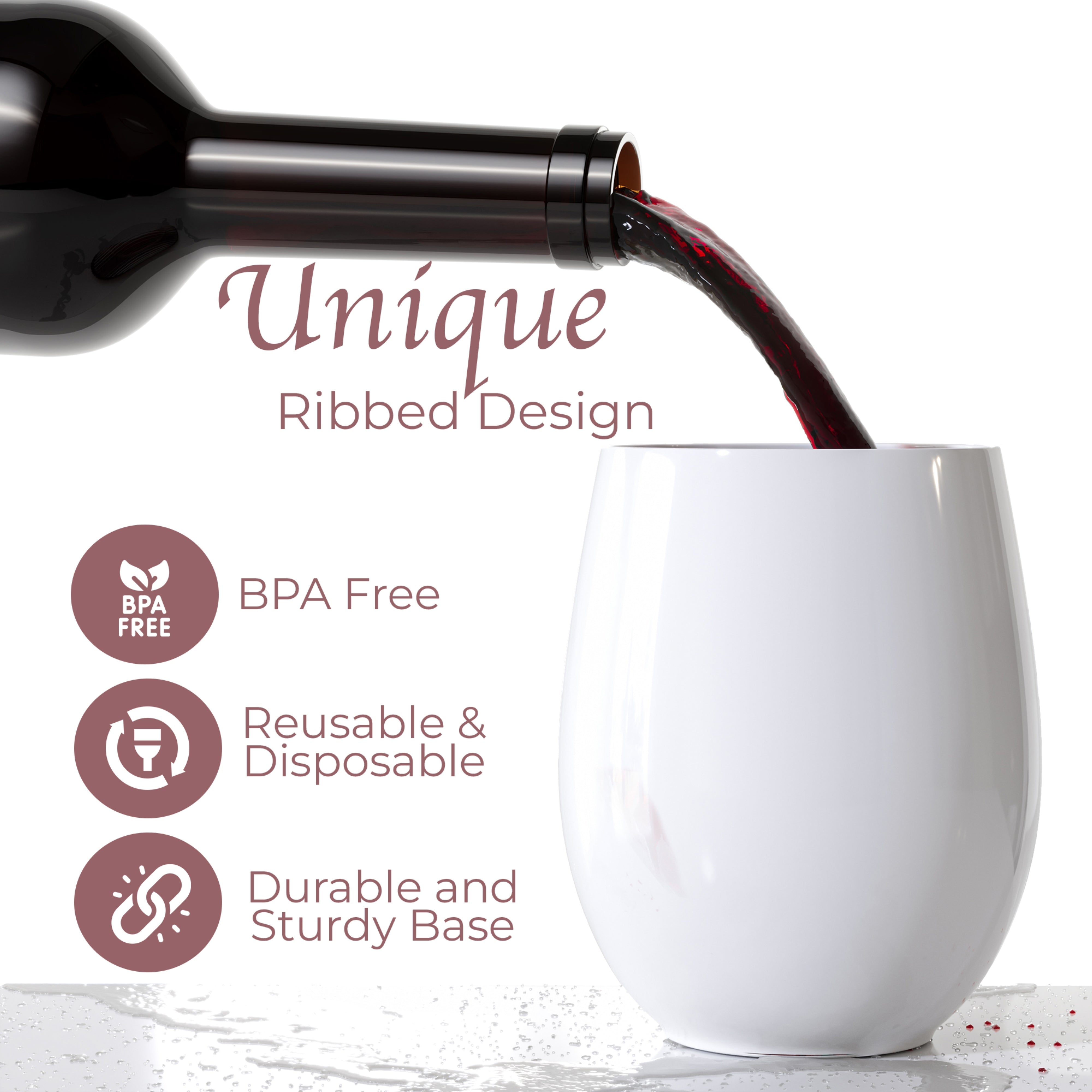 12 Oz. Stemless Wine Tumbler 24 Count | White